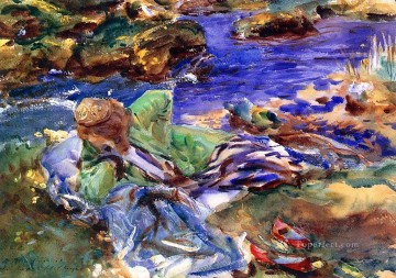 トルコの衣装を着た女性 小川沿いのトルコの女性 ジョン・シンガー・サージェント 水彩 Oil Paintings